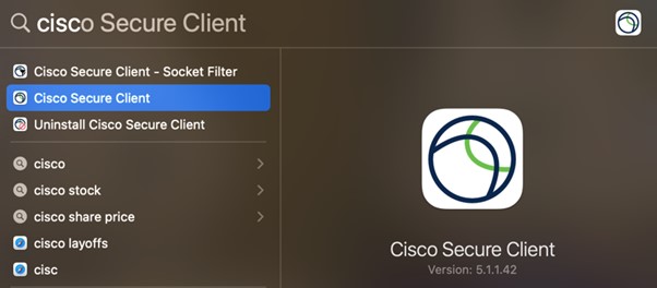 List to Select Cisco secure client with logo